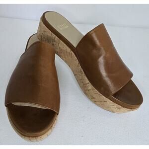 Stuart Weitzman Flatout Platform Sandal Brown Nappa Sz 8 M